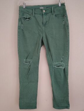 Old Navy Green Boyfriend Mid Rise Distressed  Jeans